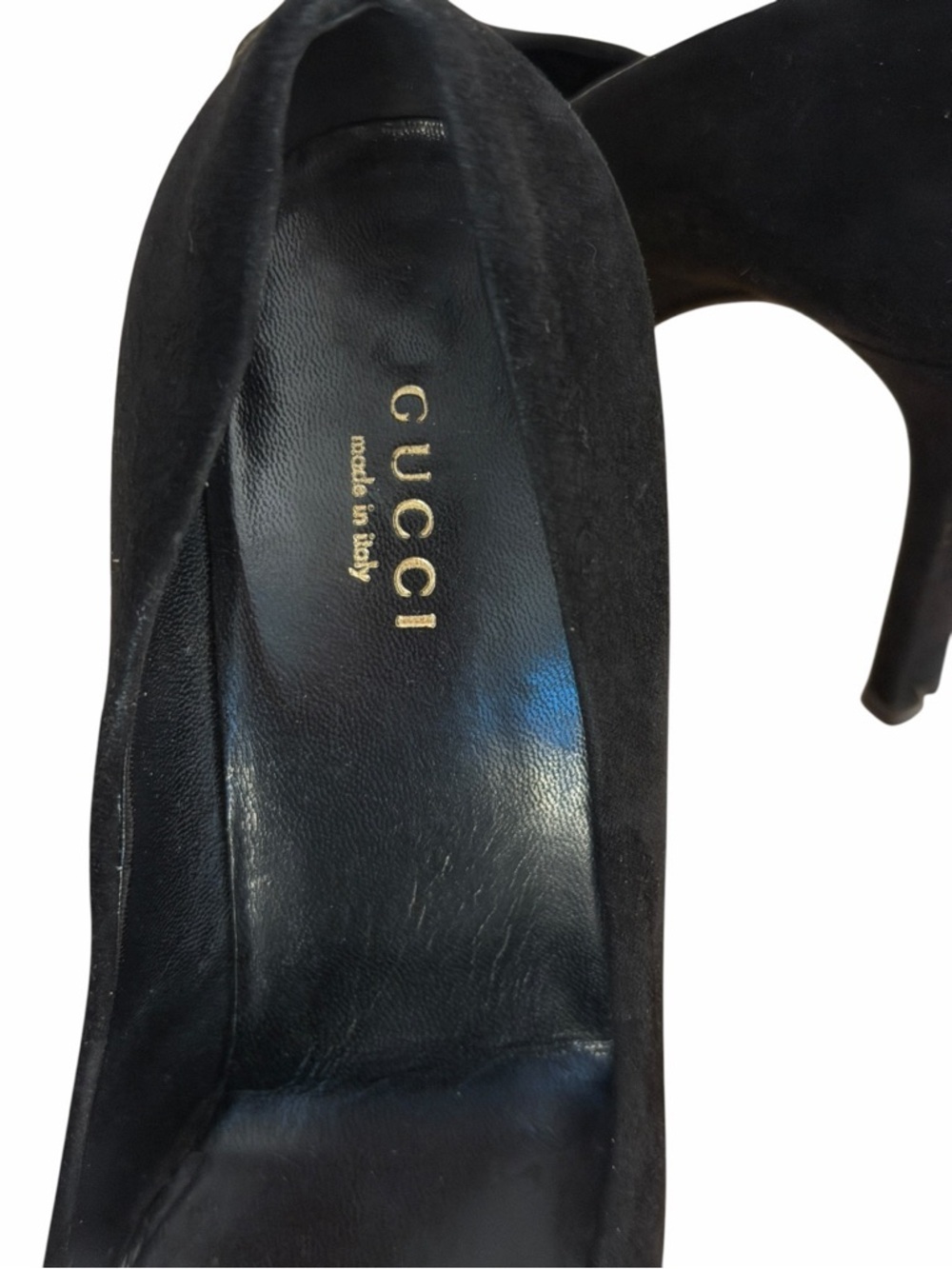 Vintage Gucci Black Suede Platform Pumps Stiletto Heels Y2K Designer Size 35.5 - Picture 11 of 11